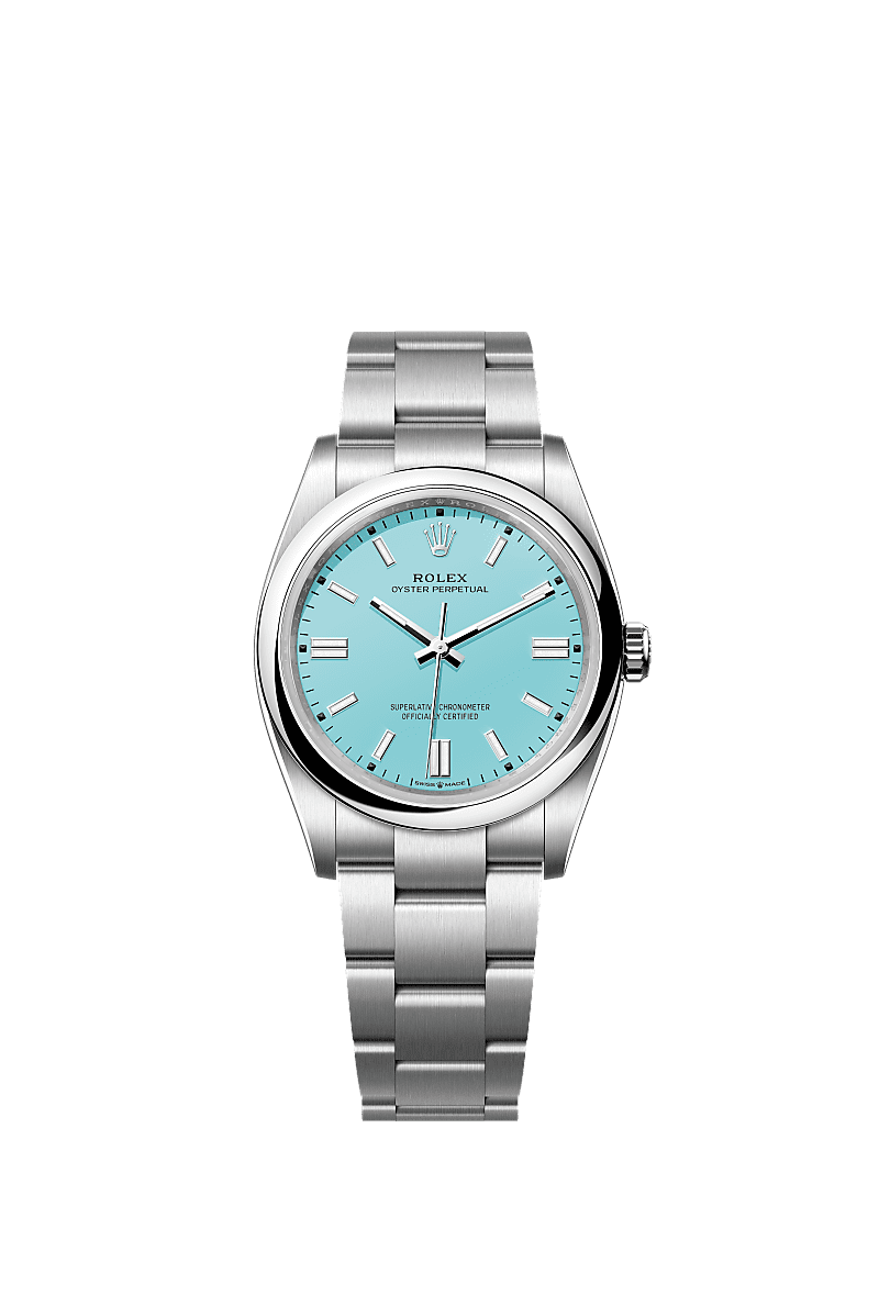 蚝式恒动型 36, 蚝式,36毫米,蚝式钢, 表盘 : 绿松石蓝色, Rolex
