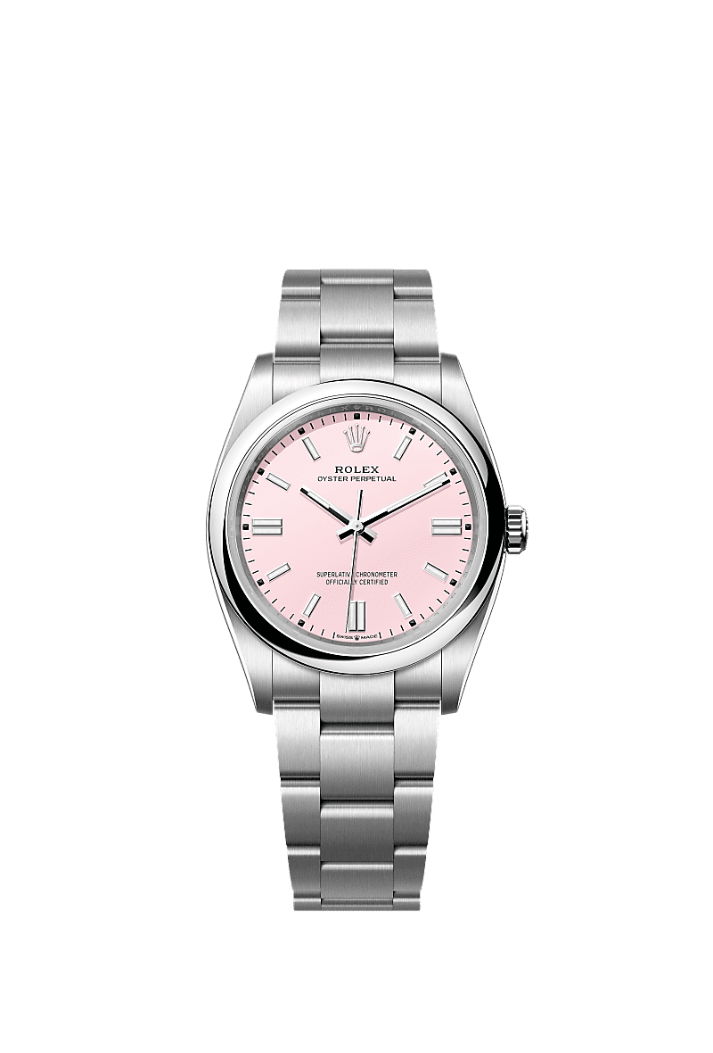 Oyster Perpetual 36, Oyster, 36 mm, Oystersteel, Dial : Candy pink, Rolex