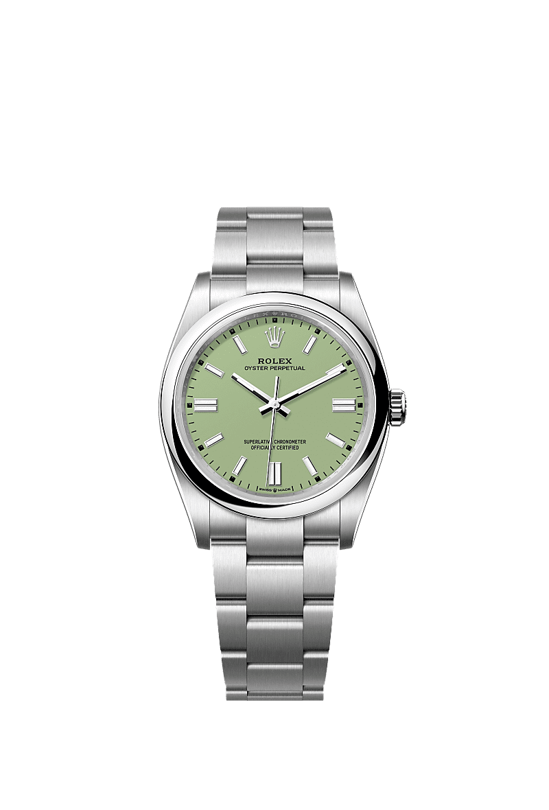 蚝式恒动型 36, 蚝式，36毫米，蚝式钢, 表盘 : 开心果绿色, Rolex