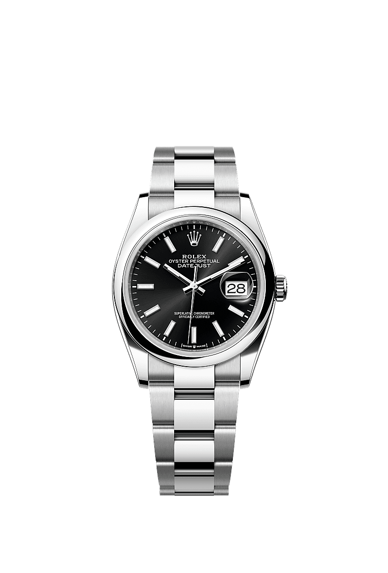 日志型 36, 蚝式,36毫米,蚝式钢, 表盘 : 亮黑色, Rolex