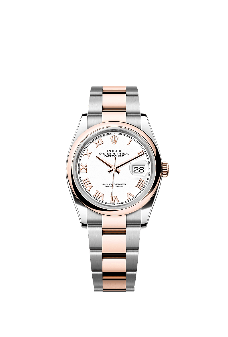 Datejust 36, Oyster, 36 mm, Oystersteel and Everose gold, Dial : White, Rolex