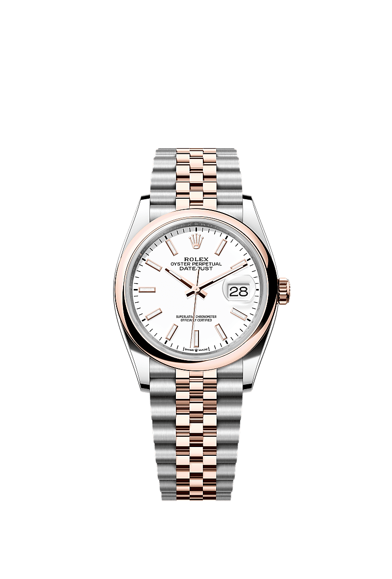 Datejust 36, Oyster, 36 mm, Oystersteel and Everose gold, Dial : White, Rolex