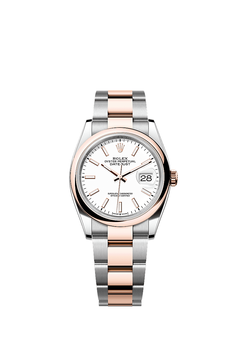 日志型 36, 蚝式,36毫米,永恒玫瑰金及蚝式钢, 表盘 : 白色, Rolex