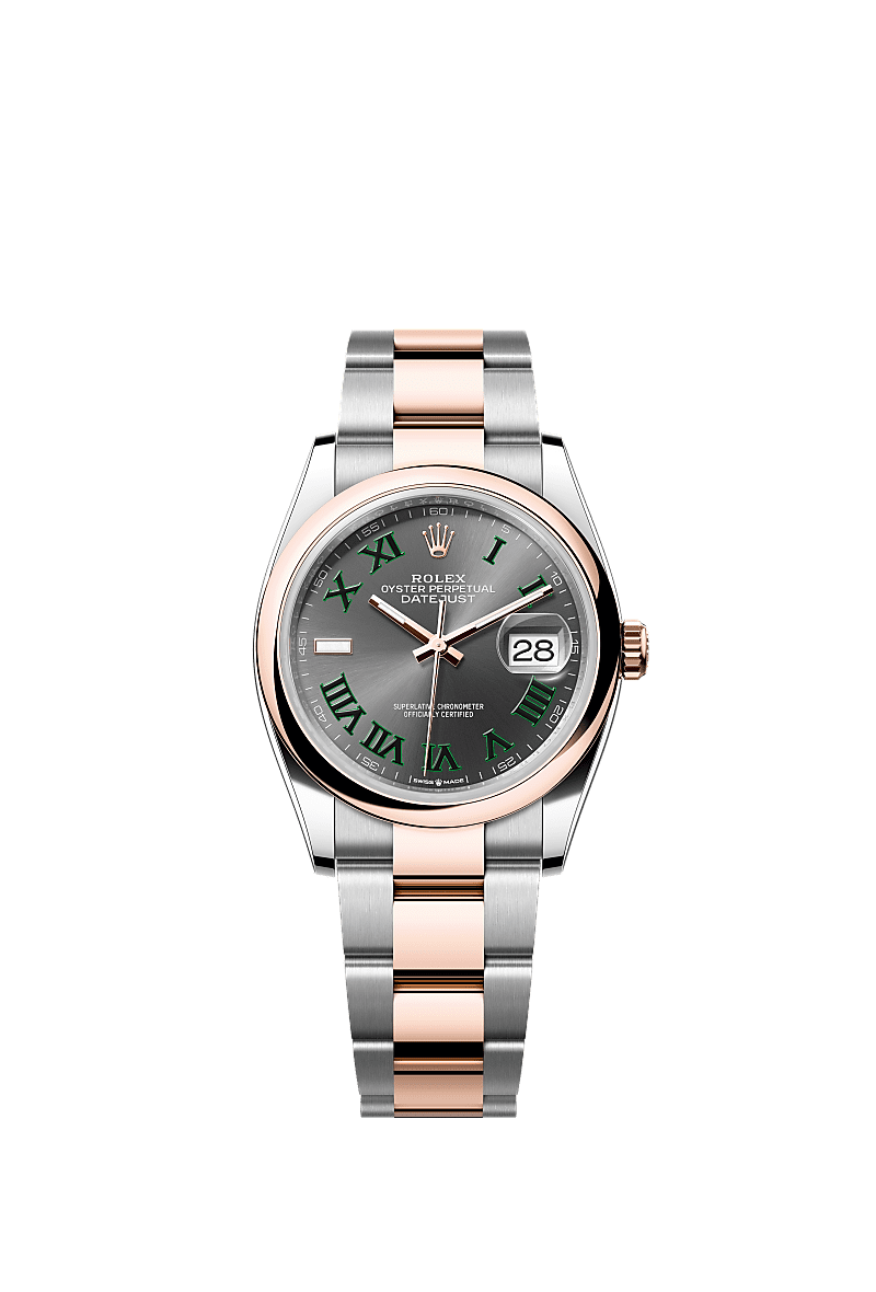 日志型 36, 蚝式，36毫米，永恒玫瑰金及蚝式钢, 表盘 : 石板灰色, Rolex