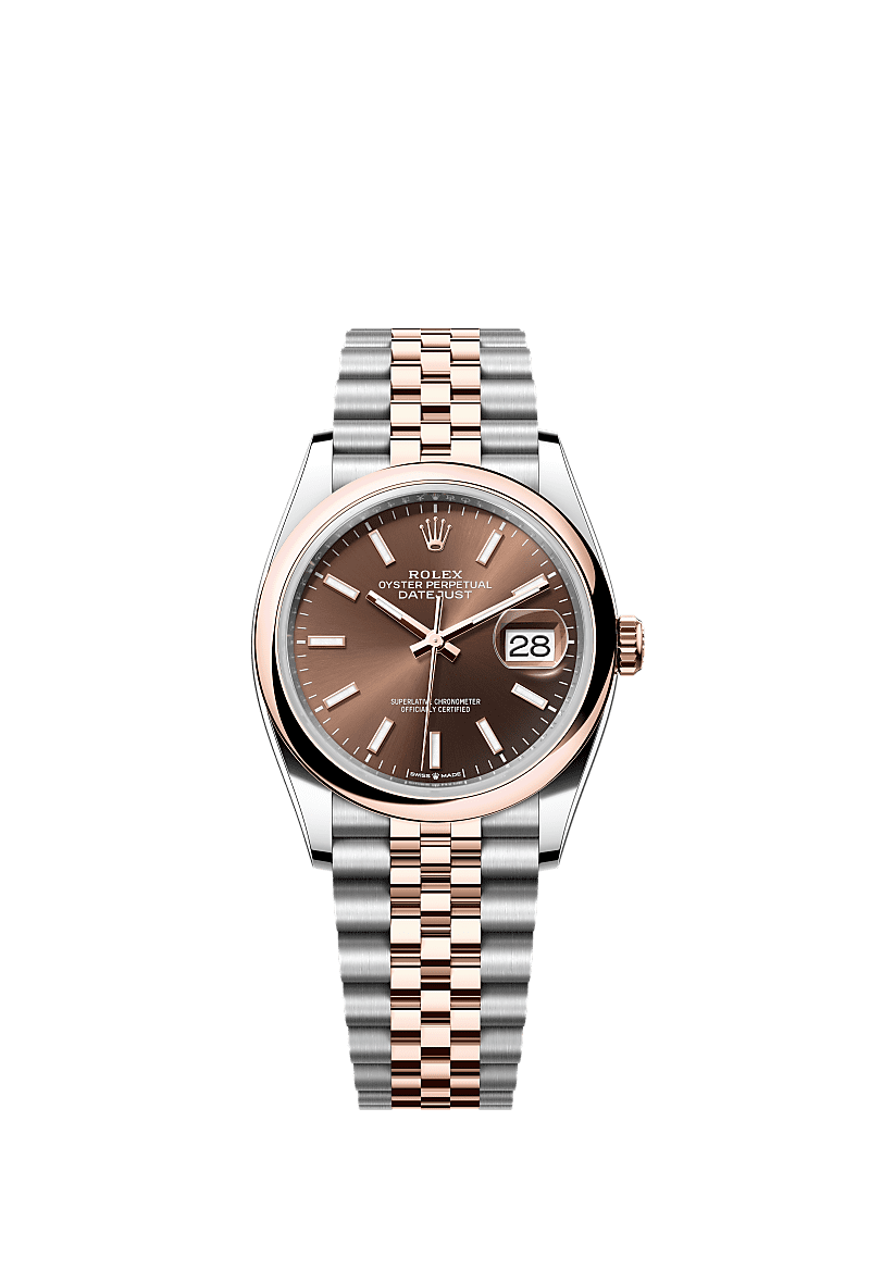 日志型 36, 蚝式，36毫米，永恒玫瑰金及蚝式钢, 表盘 : 巧克力色, Rolex
