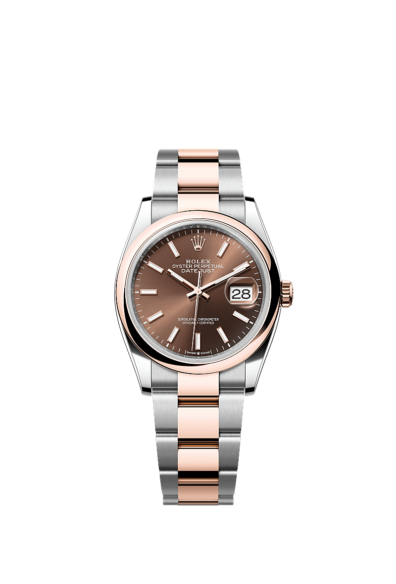Datejust 36, Oyster, 36 mm, Oystersteel and Everose gold, Dial : Chocolate, Rolex