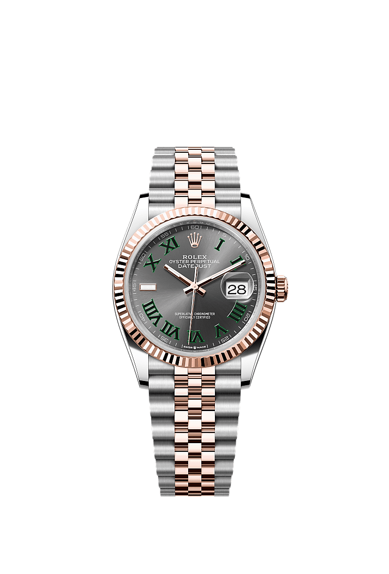日志型 36, 蚝式，36毫米，永恒玫瑰金及蚝式钢, 表盘 : 石板灰色, Rolex