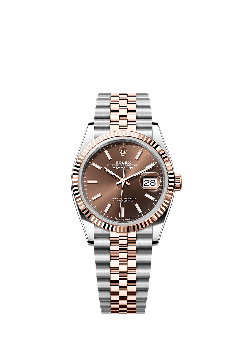 Datejust 36, Oyster, 36 mm, Oystersteel and Everose gold, Dial : Chocolate, Rolex