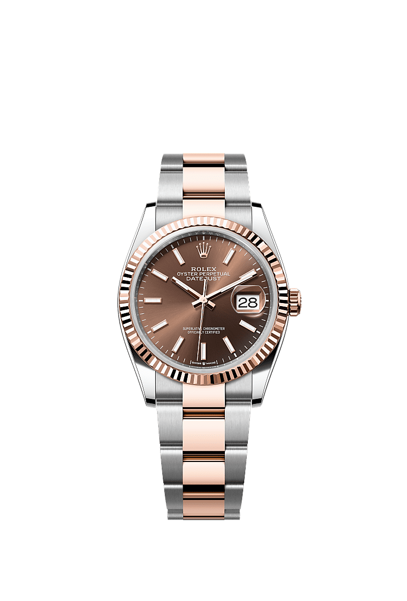 日志型 36, 蚝式，36毫米，永恒玫瑰金及蚝式钢, 表盘 : 巧克力色, Rolex