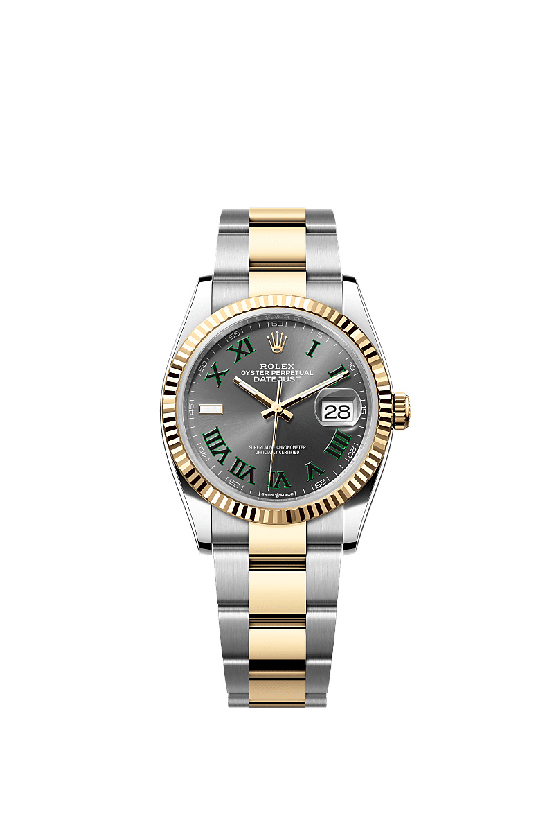 日志型 36, 蚝式，36毫米，黄金及蚝式钢, 表盘 : 石板灰色, Rolex