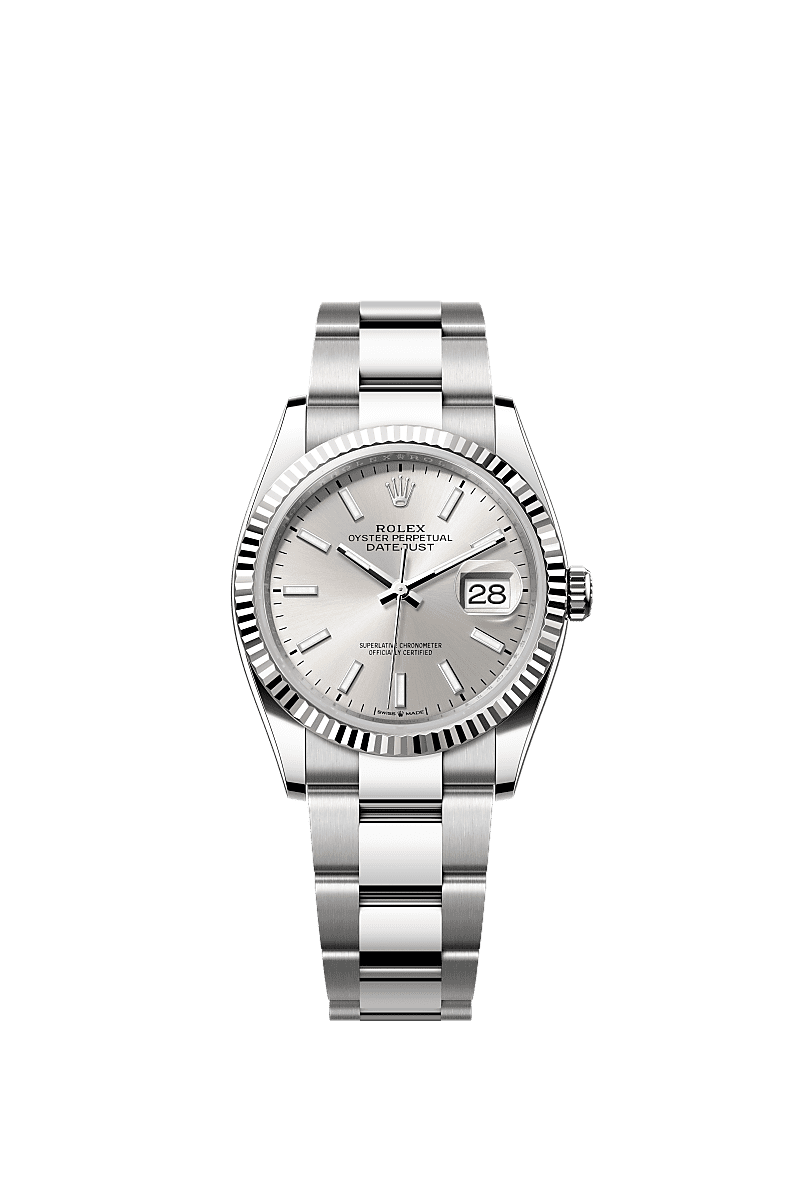 日志型 36, 蚝式,36毫米,白色黄金及蚝式钢, 表盘 : 银色, Rolex