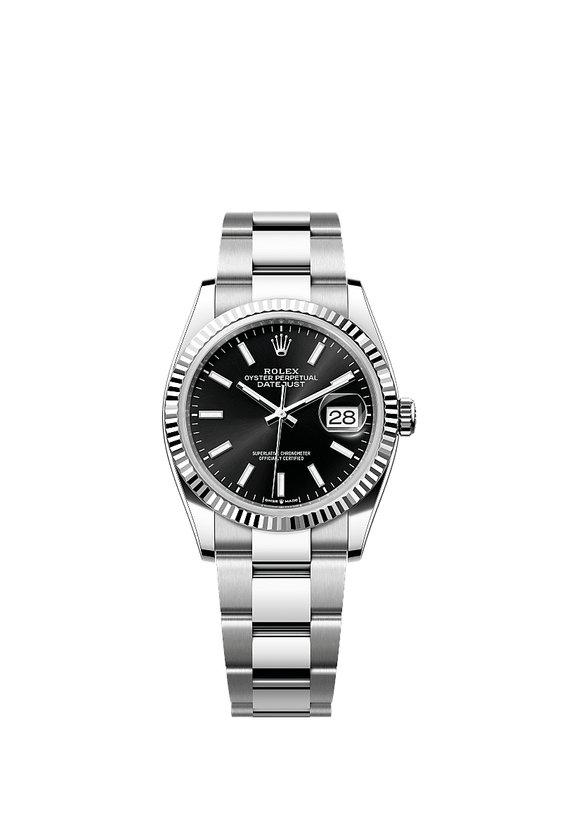 日志型 36, 蚝式,36毫米,白色黄金及蚝式钢, 表盘 : 亮黑色, Rolex