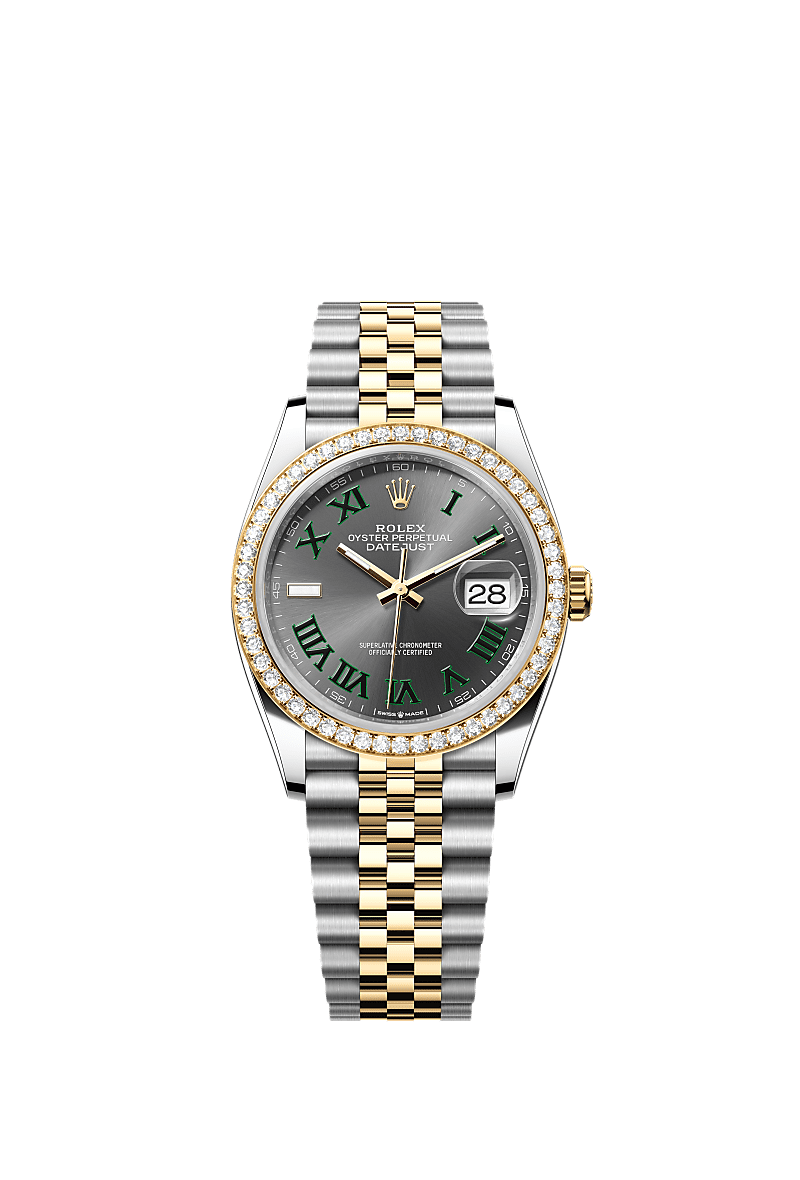 Datejust 36, Oyster, 36 mm, Oystersteel, yellow gold and diamonds, Dial : Slate, Rolex