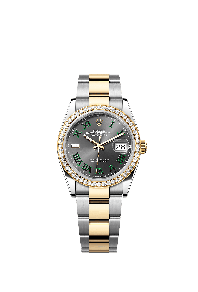 Datejust 36, Oyster, 36 mm, Oystersteel, yellow gold and diamonds, Dial : Slate, Rolex
