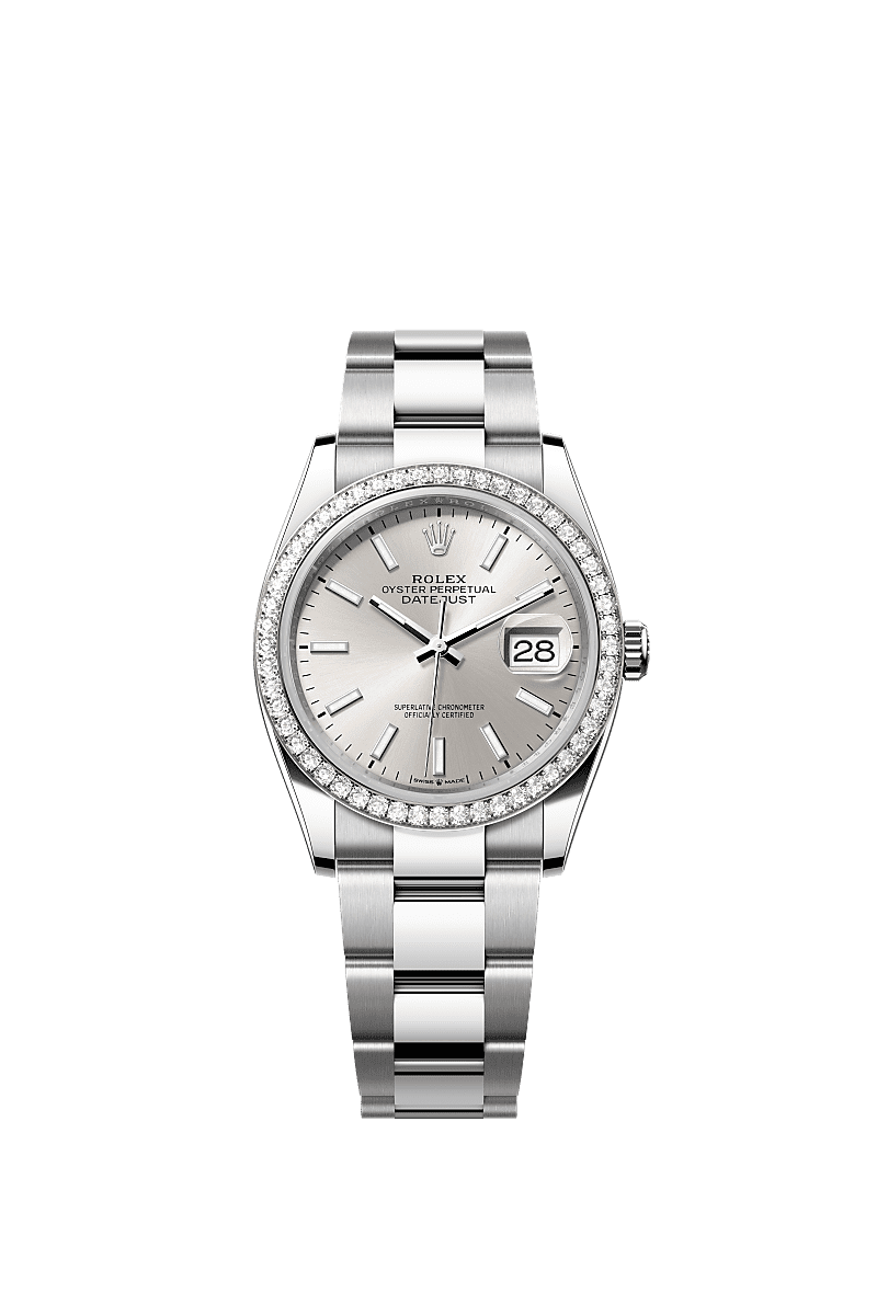 Datejust 36, Oyster, 36 mm, Oystersteel, white gold and diamonds, Dial : Silver, Rolex