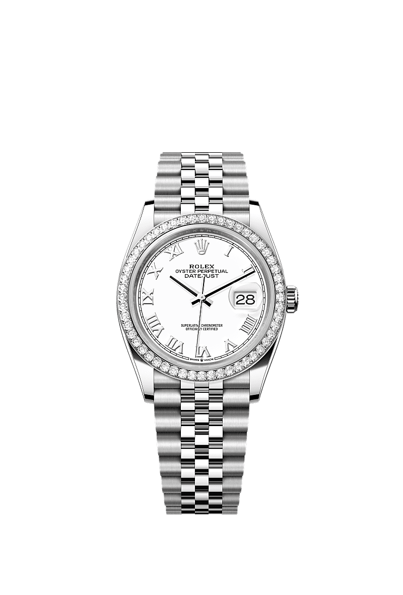 Datejust 36, Oyster, 36 mm, Oystersteel, white gold and diamonds, Dial : White, Rolex