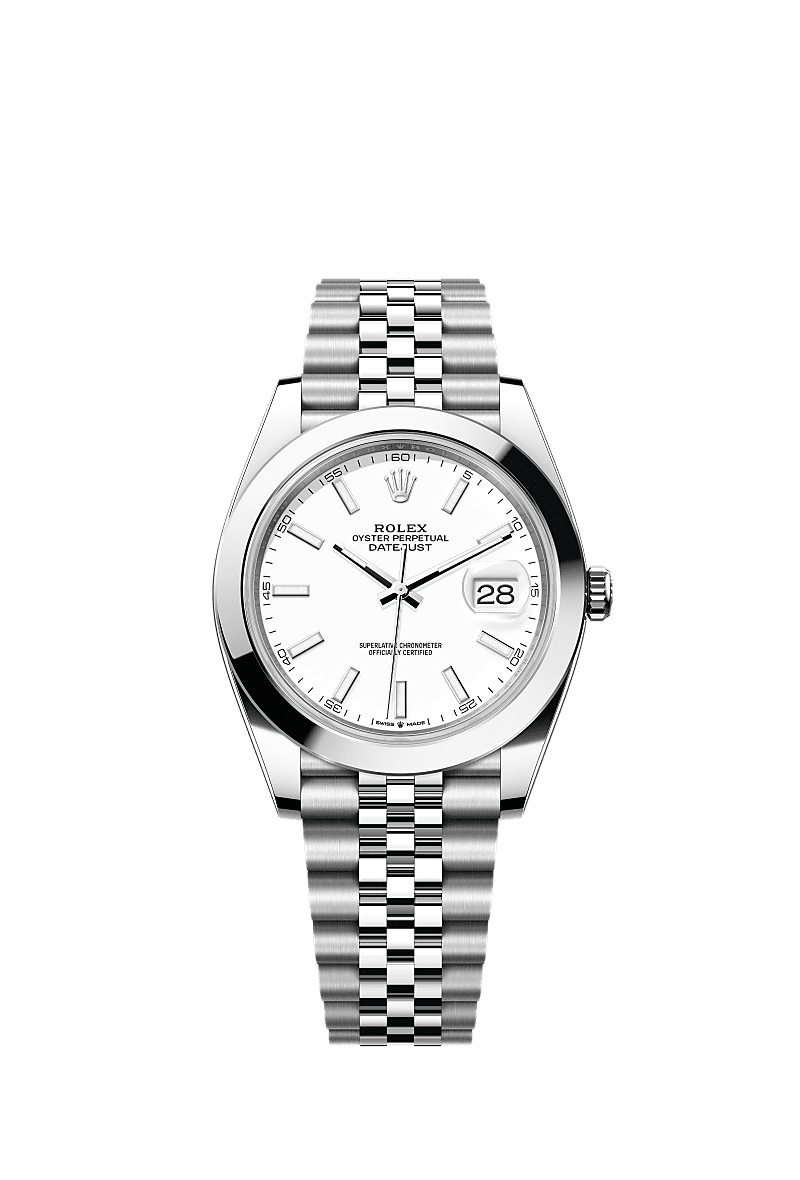 日志型 41, 蚝式,41毫米,蚝式钢, 表盘 : 白色, Rolex