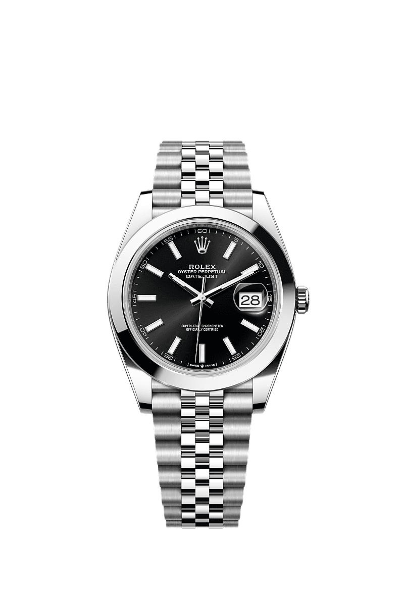 日志型 41, 蚝式,41毫米,蚝式钢, 表盘 : 亮黑色, Rolex