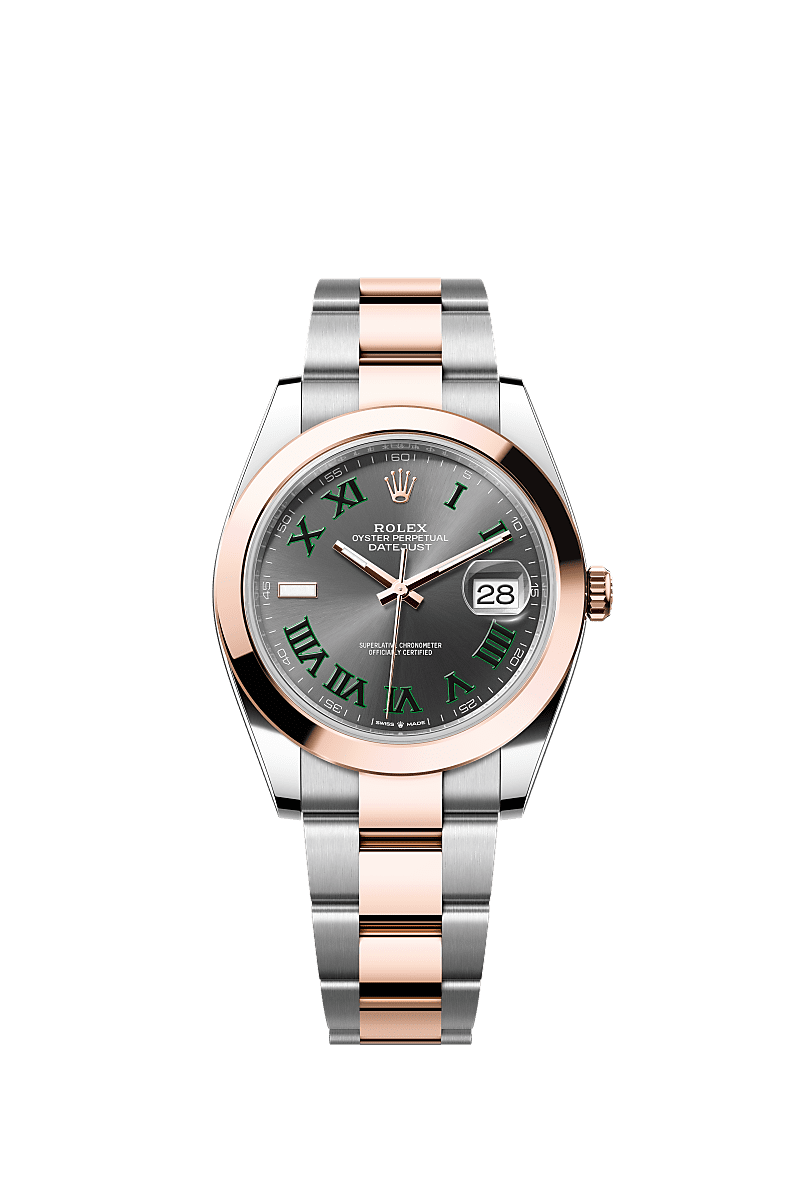 日志型 41, 蚝式，41毫米，永恒玫瑰金及蚝式钢, 表盘 : 石板灰色, Rolex