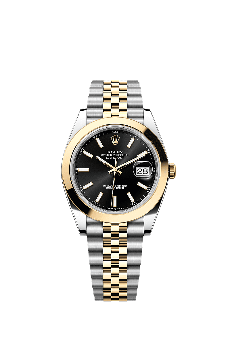 日志型 41, 蚝式,41毫米,黄金及蚝式钢, 表盘 : 亮黑色, Rolex