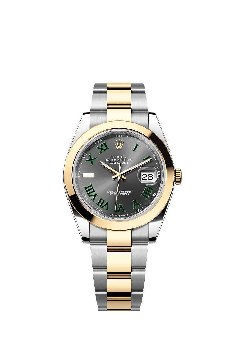 日志型 41, 蚝式，41毫米，黄金及蚝式钢, 表盘 : 石板灰色, Rolex