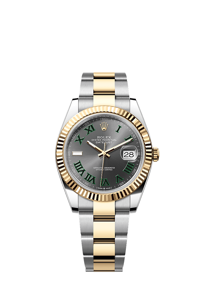 日志型 41, 蚝式，41毫米，黄金及蚝式钢, 表盘 : 石板灰色, Rolex