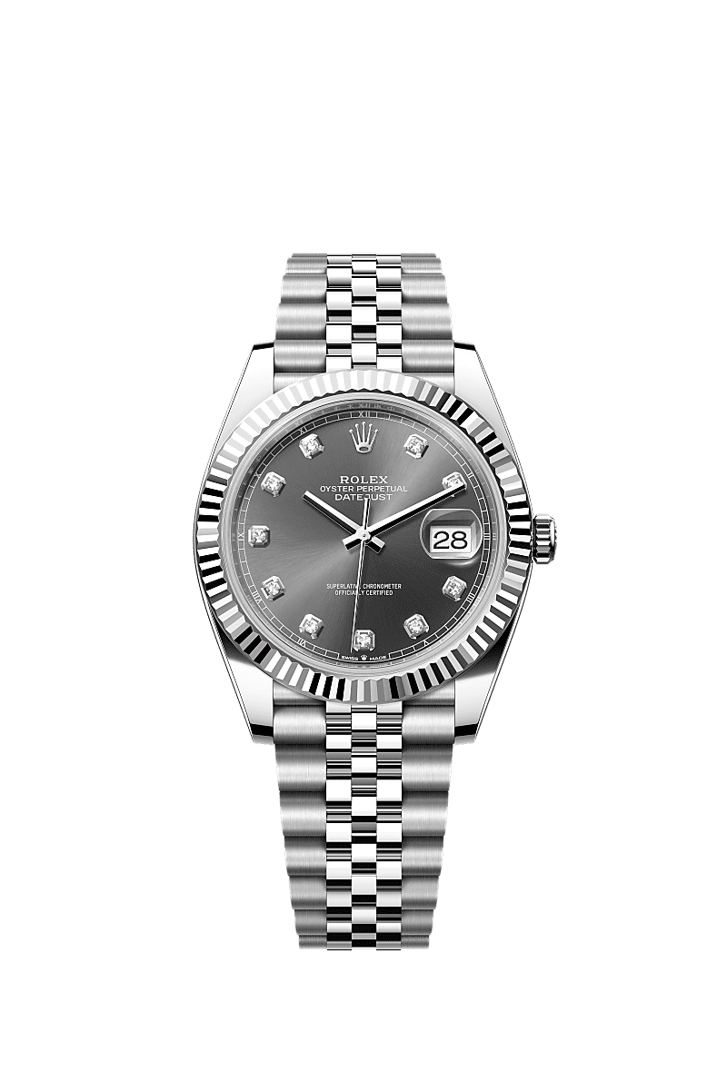 Datejust 41, Oyster, 41 mm, Oystersteel and white gold, Dial : Slate set with diamonds, Rolex