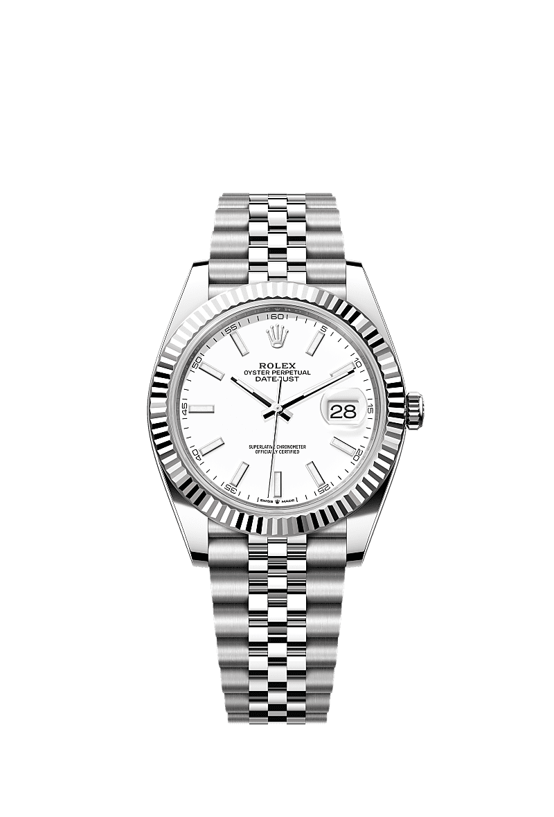 日志型 41, 蚝式,41毫米,白色黄金及蚝式钢, 表盘 : 白色, Rolex