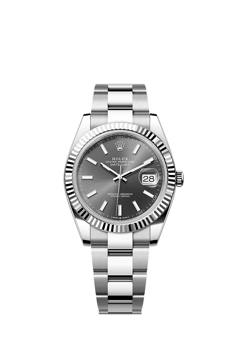 日志型 41, 蚝式，41毫米，白色黄金及蚝式钢, 表盘 : 石板灰色, Rolex