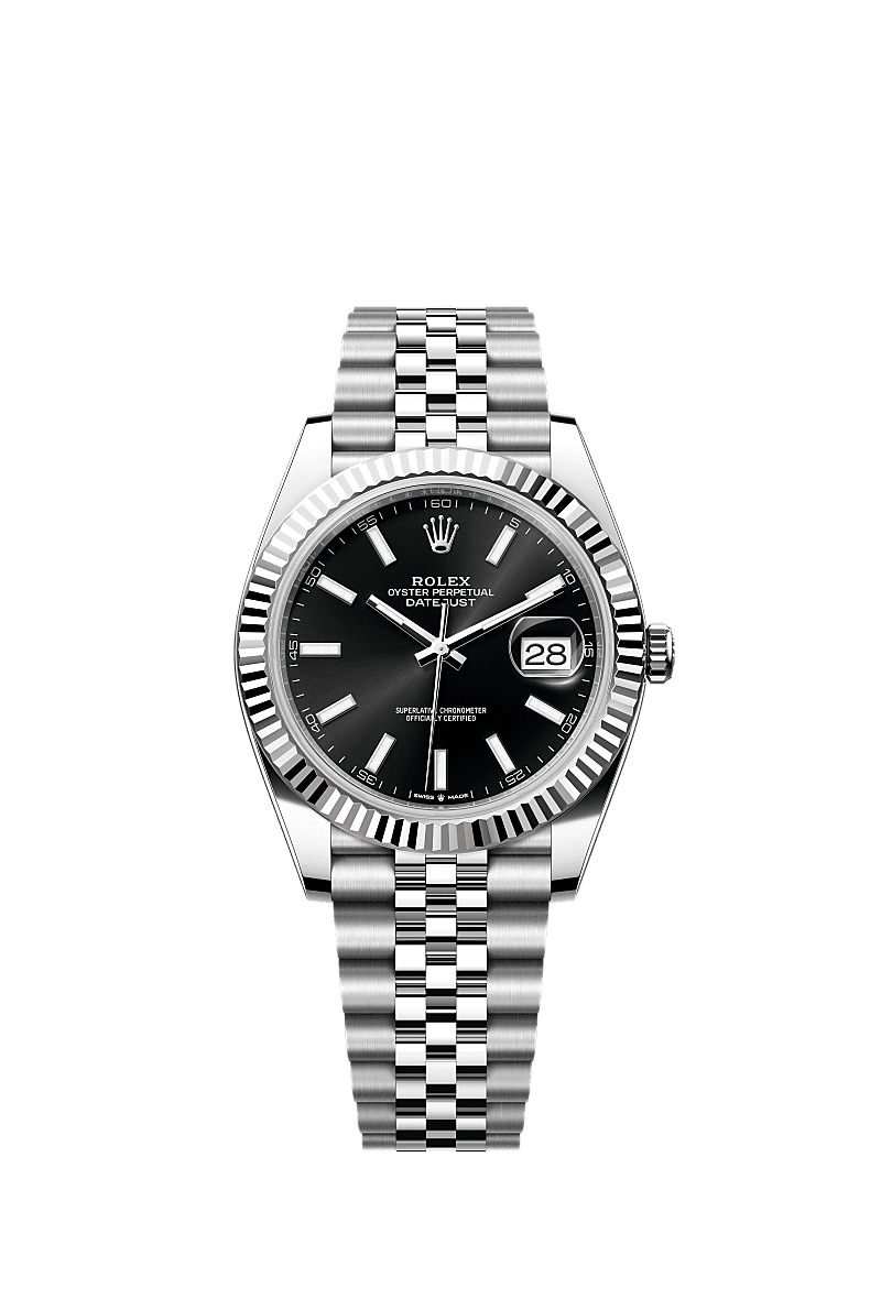 日志型 41, 蚝式,41毫米,白色黄金及蚝式钢, 表盘 : 亮黑色, Rolex