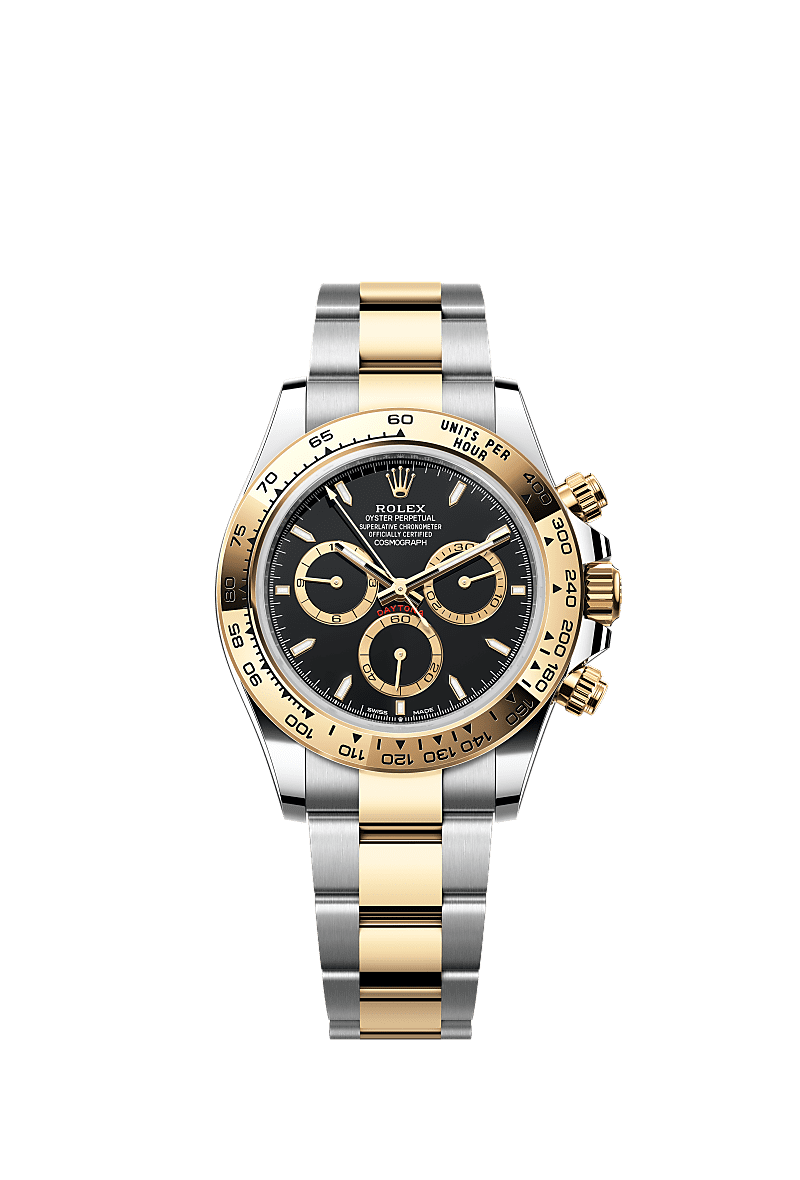 Cosmograph Daytona, Oyster, 40 mm, Oystersteel and yellow gold, Dial : Black, golden counter rings, Rolex