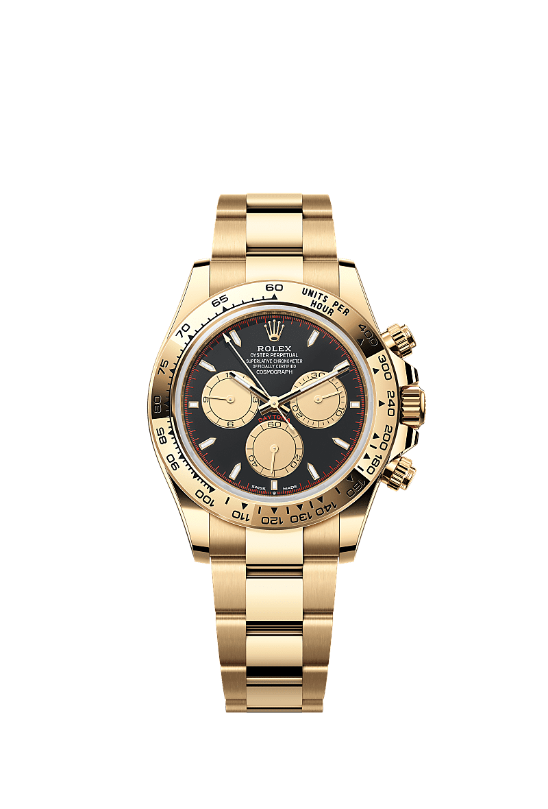宇宙计型迪通拿, 蚝式，40毫米，黄金, 表盘 : 醇黑色及香槟色, Rolex