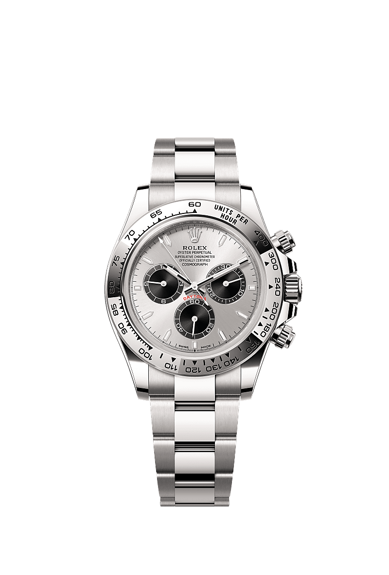 Cosmograph Daytona, Oyster, 40 mm, white gold, Dial : Steel and bright black, Rolex