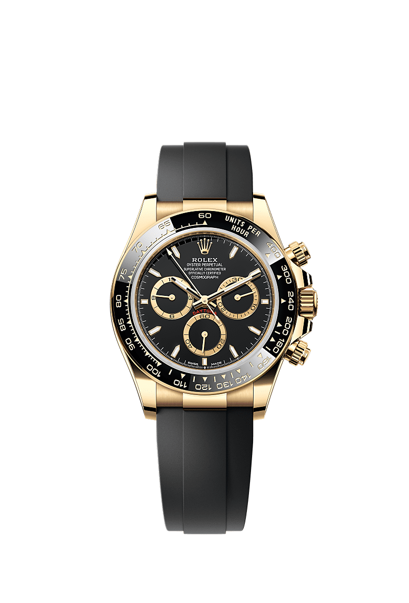 宇宙计型迪通拿, 蚝式,40毫米,黄金, 表盘 : 黑色,金色计时盘外圈, Rolex