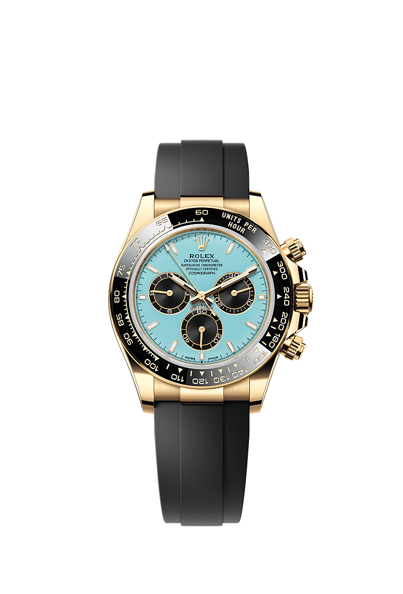 宇宙计型迪通拿, 蚝式，40毫米，黄金, 表盘 : 绿松石蓝色及黑色, Rolex