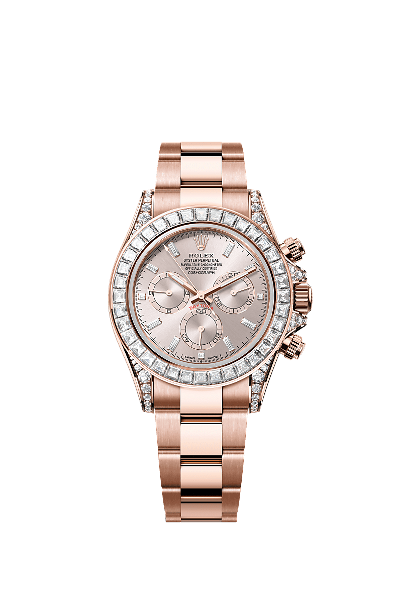 Cosmograph Daytona, Oyster, 40 mm, Everose gold and diamonds, Dial : Sundust set with diamonds, Rolex