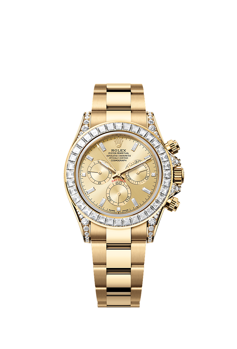 宇宙计型迪通拿, 蚝式,40毫米,钻石及黄金, 表盘 : 金色,镶钻石, Rolex