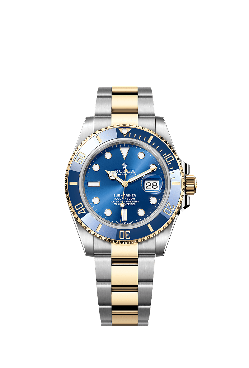 潜航者日历型, 蚝式,41毫米,黄金及蚝式钢, 表盘 : 皇家蓝色, Rolex
