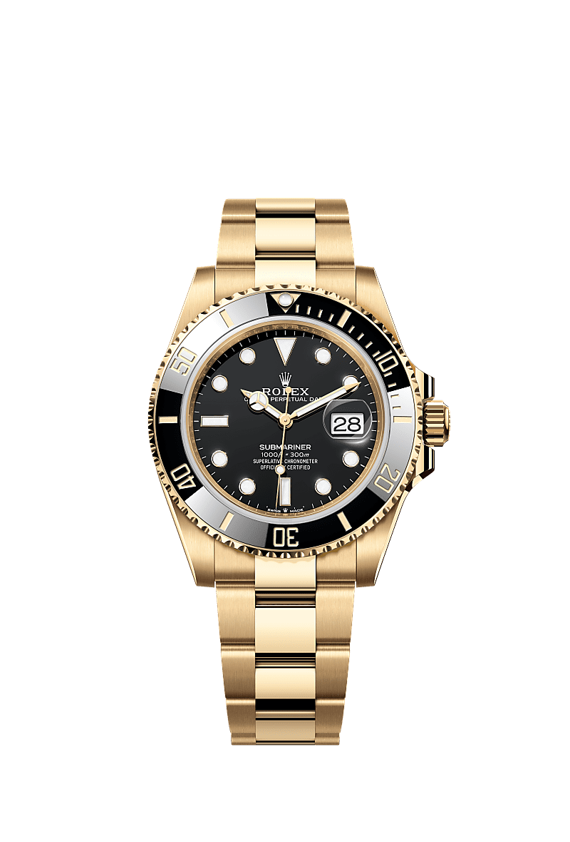 潜航者日历型, 蚝式，41毫米，黄金, 表盘 : 黑色, Rolex