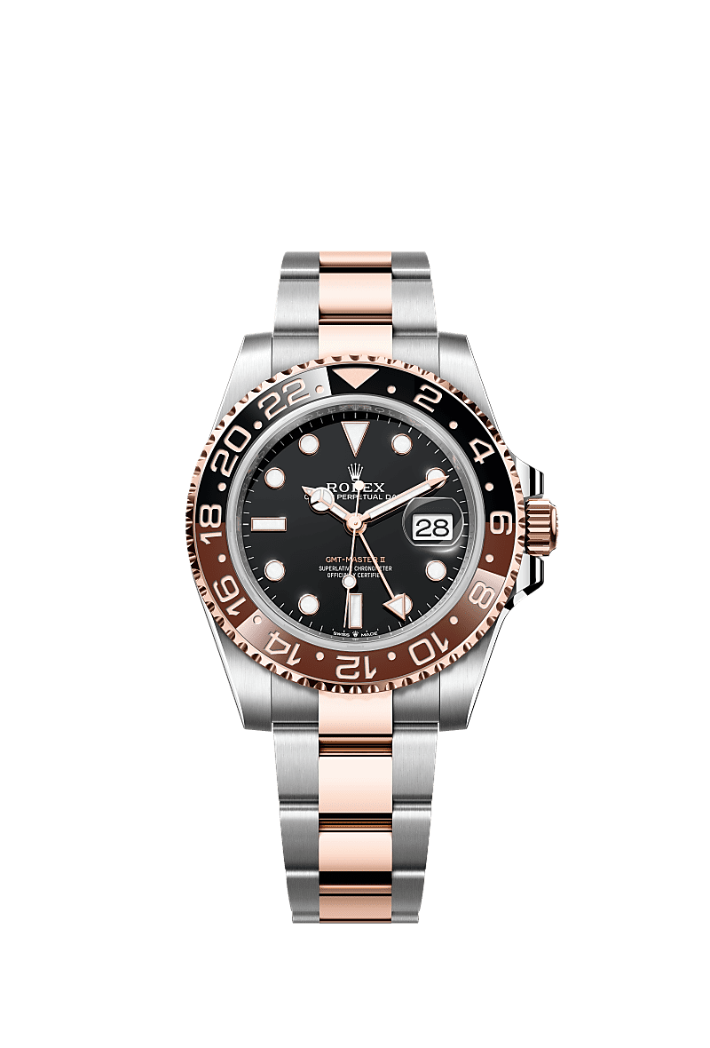 格林尼治型 II, 蚝式,40毫米,永恒玫瑰金及蚝式钢, 表盘 : 黑色, Rolex
