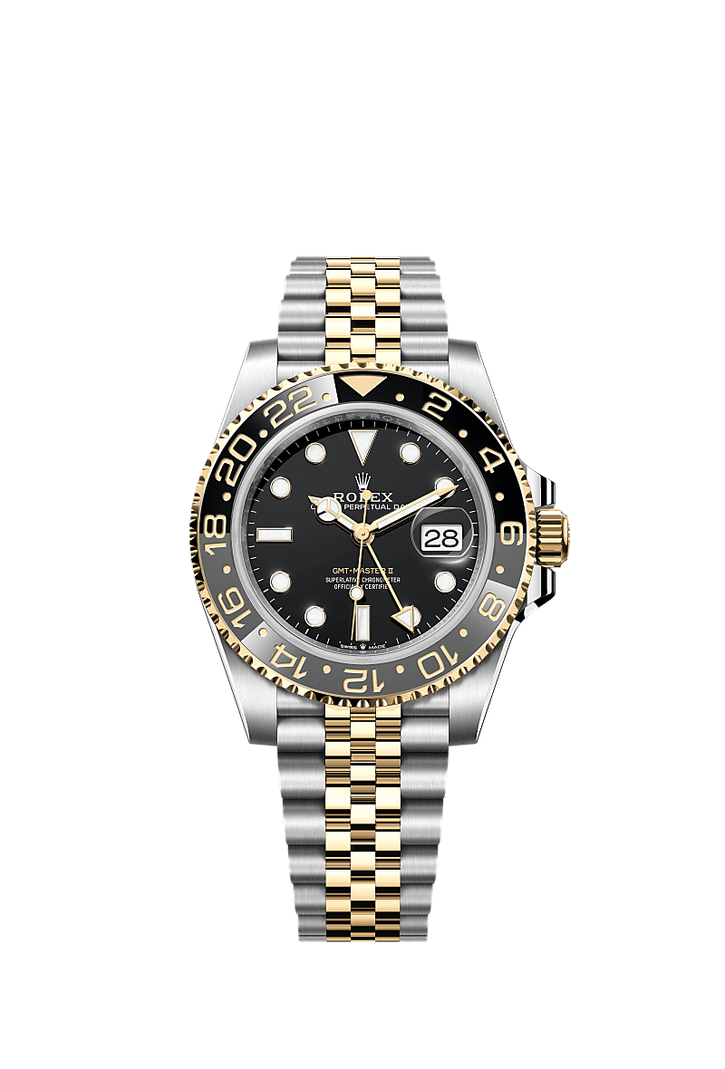 格林尼治型 II, 蚝式，40毫米，黄金及蚝式钢, 表盘 : 黑色, Rolex