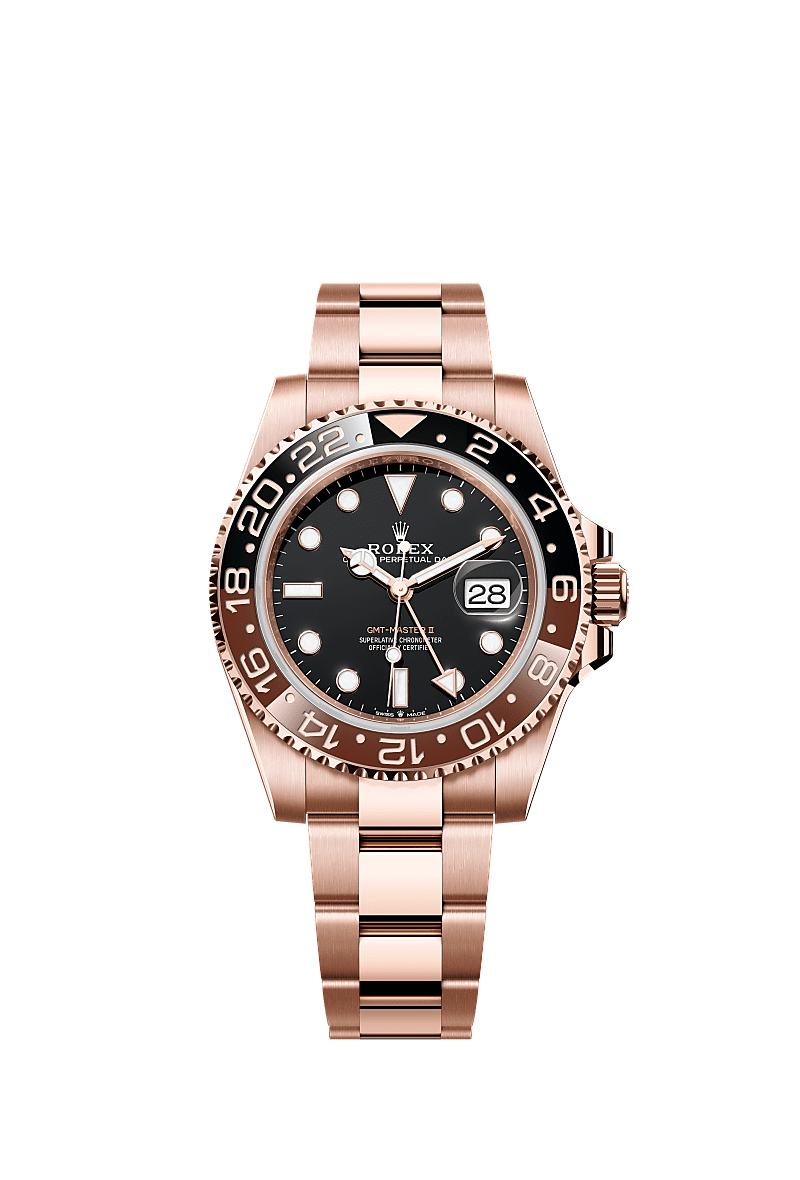 格林尼治型 II, 蚝式，40毫米，永恒玫瑰金, 表盘 : 黑色, Rolex