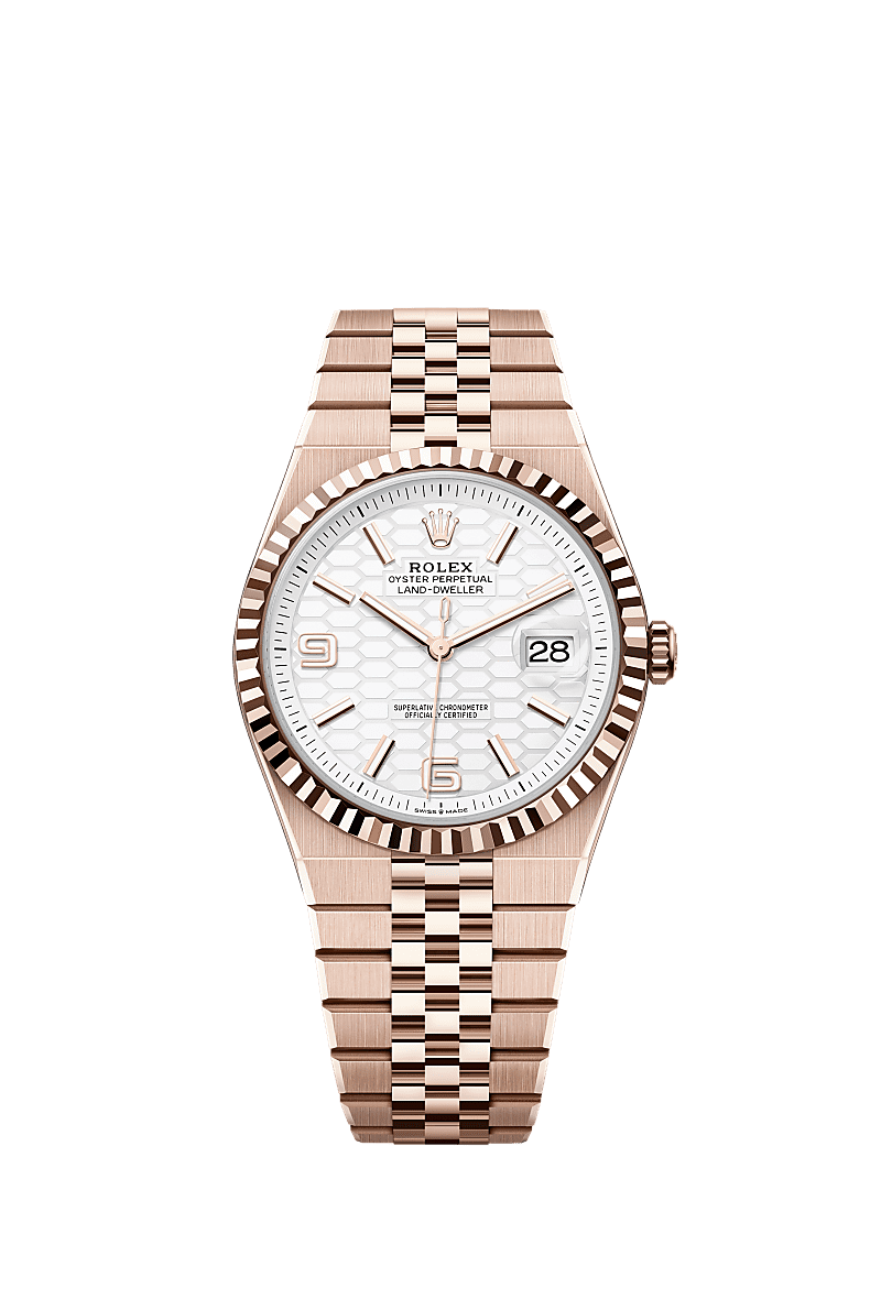 陆使型 40, 蚝式，40毫米，永恒玫瑰金, 表盘 : 醇白色，蜂巢图案, Rolex