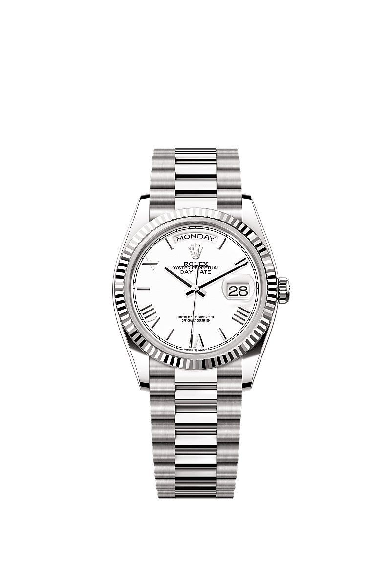 Day-Date 36, Oyster, 36 mm, white gold, Dial : White, Rolex