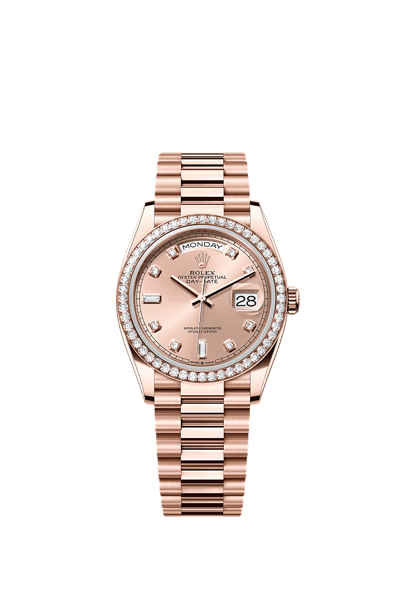 Day-Date 36, Oyster, 36 mm, Everose gold and diamonds, Dial : Rosé-colour set with diamonds, Rolex