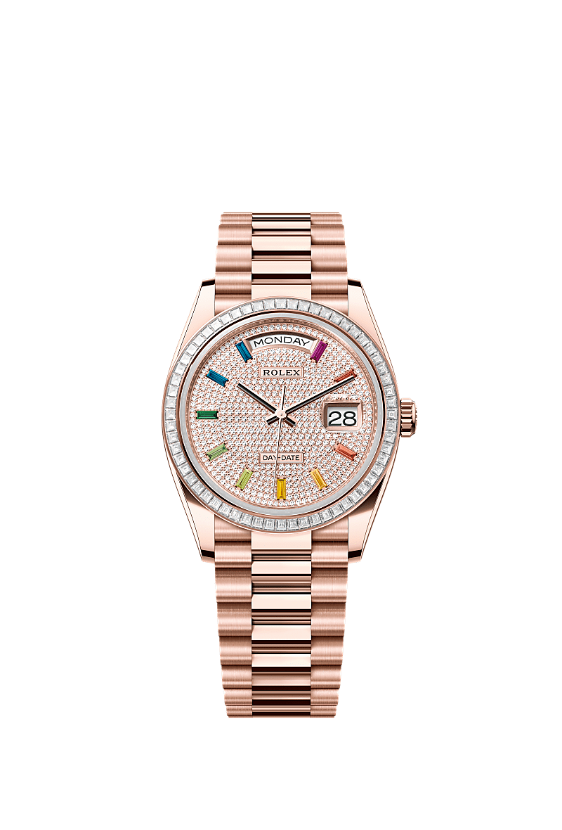 星期日历型 36, 蚝式,36毫米,钻石及永恒玫瑰金, 表盘 : 密镶钻石, Rolex
