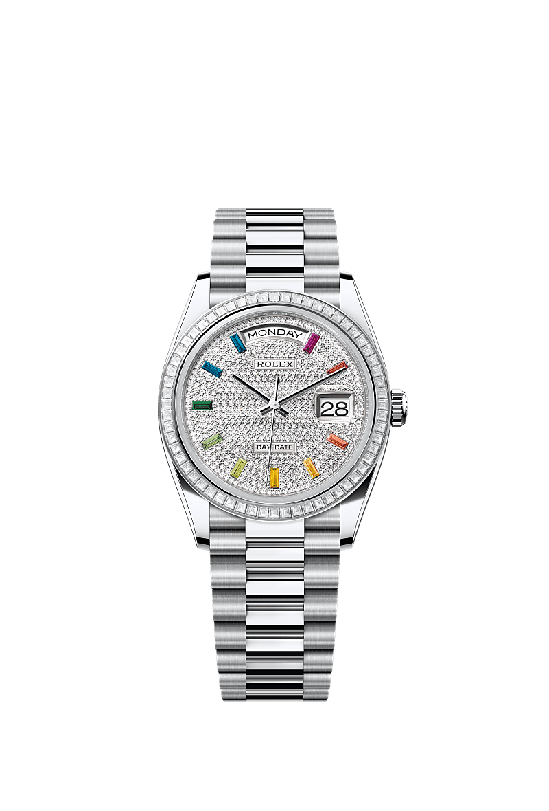 星期日历型 36, 蚝式，36毫米，钻石及铂金, 表盘 : 密镶钻石, Rolex
