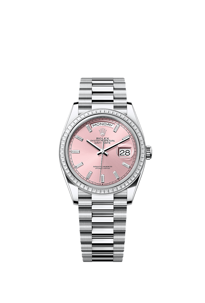 Day-Date 36, Oyster, 36 mm, platinum and diamonds, Dial : Pink set with diamonds, Rolex