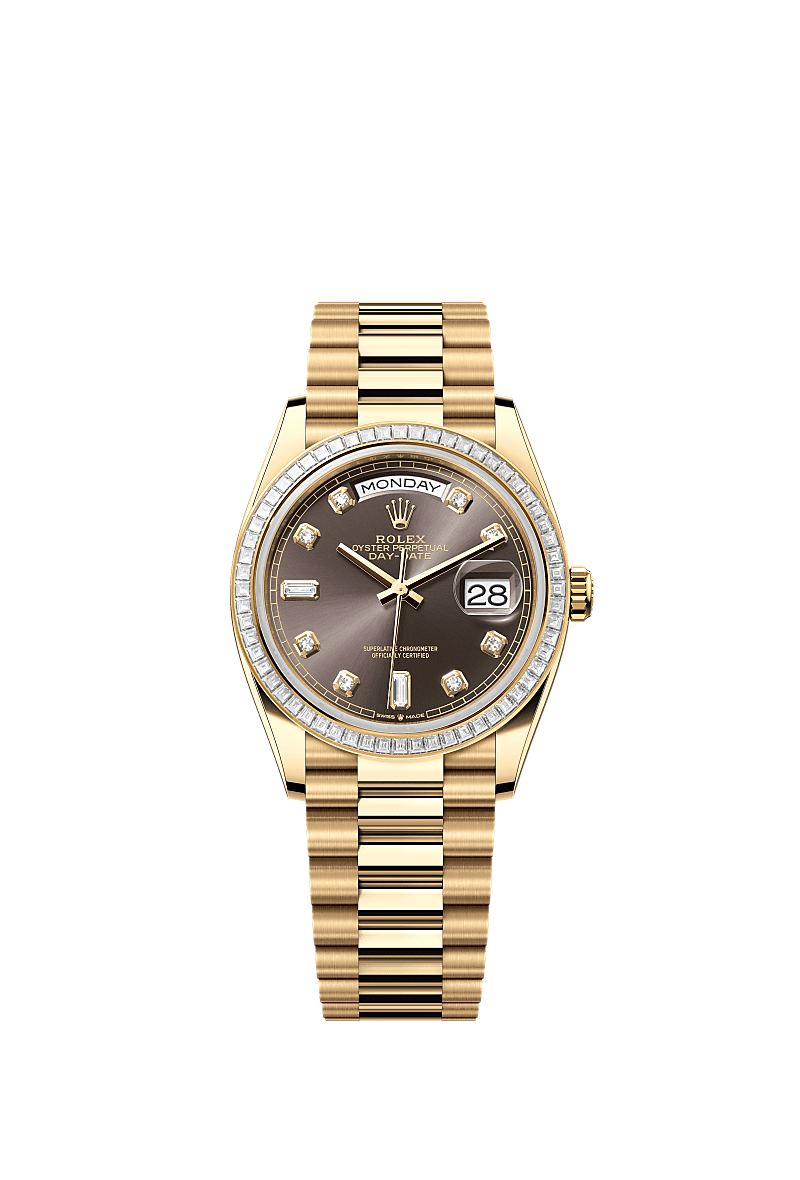 Day-Date 36, Oyster, 36 mm, yellow gold and diamonds, Dial : Dark grey set with diamonds, Rolex