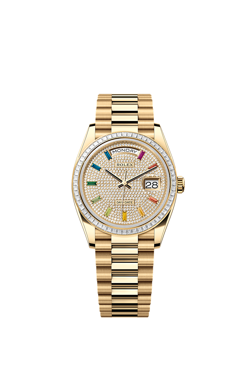 星期日历型 36, 蚝式，36毫米，钻石及黄金, 表盘 : 密镶钻石, Rolex